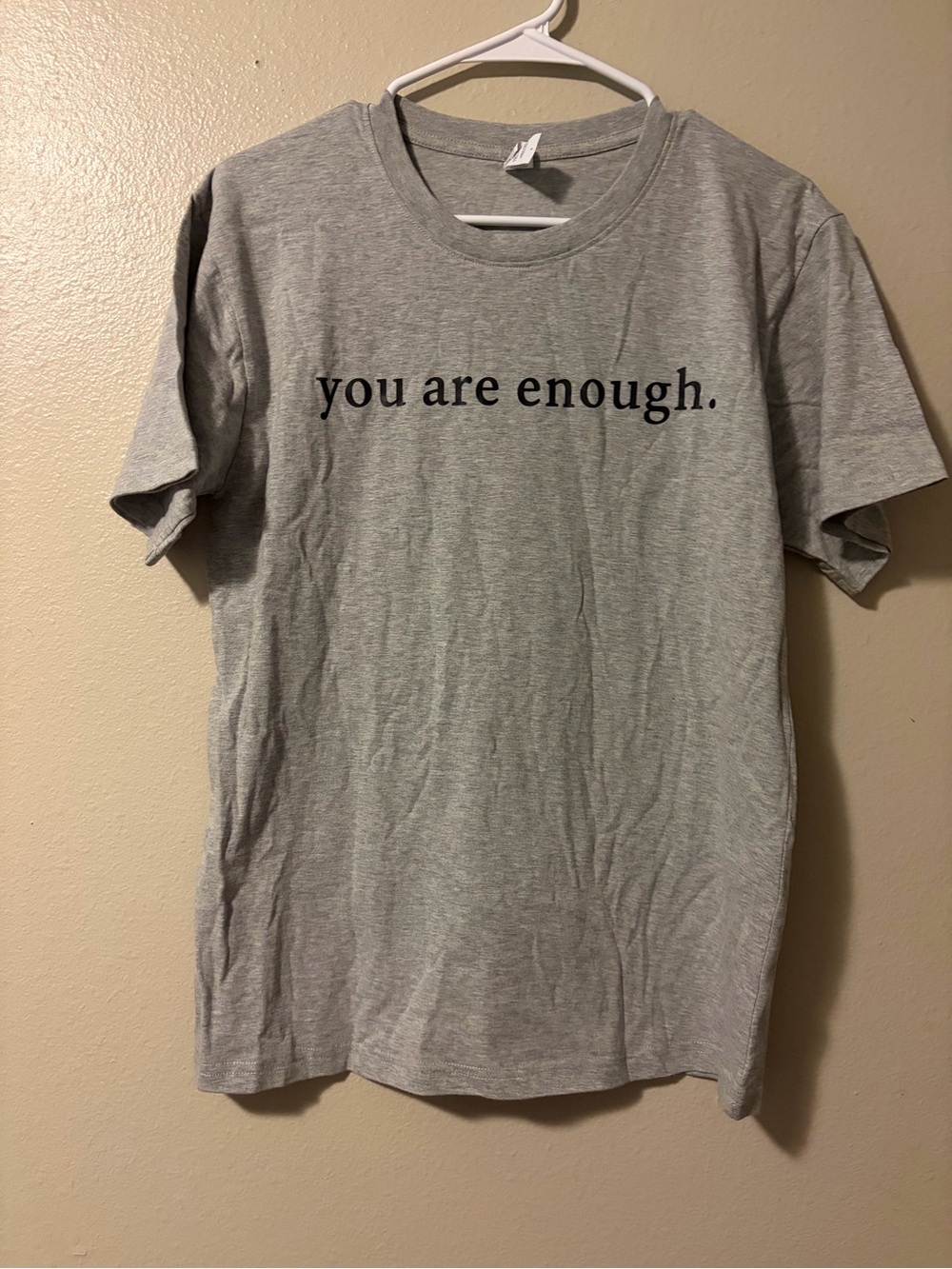 Gildan Gray Short Sleeve Tee with 'you are enough.' Print